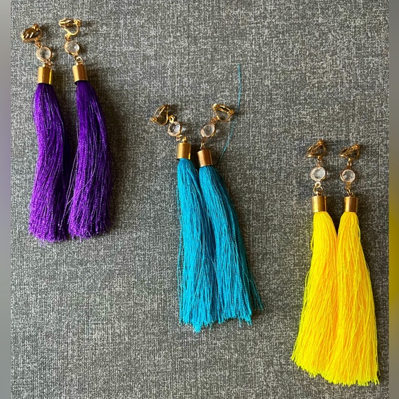 Jewelry - NEW CLIP ON EARRINGS BUNDLE OF 3 (three) STRING TASSEL EARRINGS COMFORTABLE